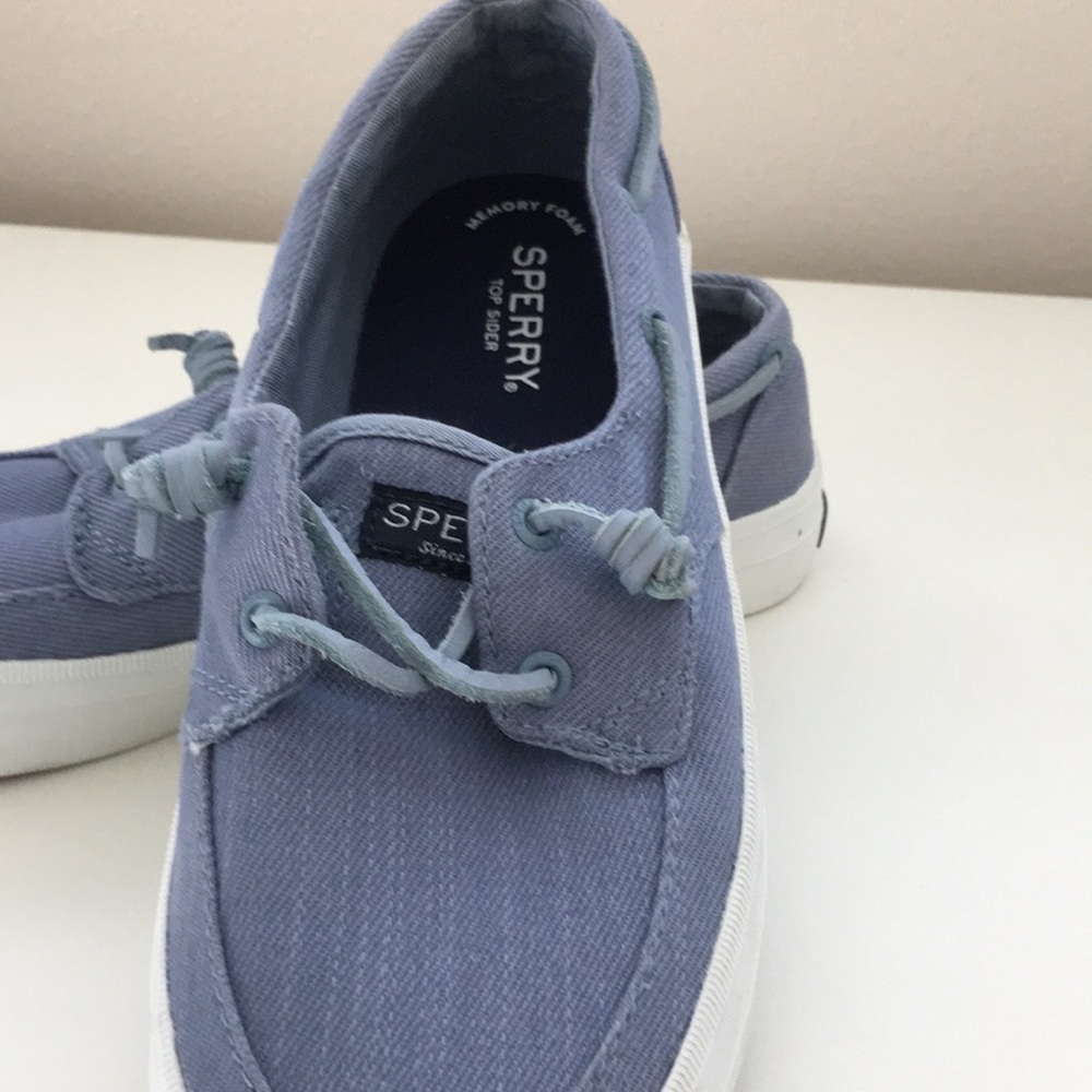 Blue Sperry boat shoe